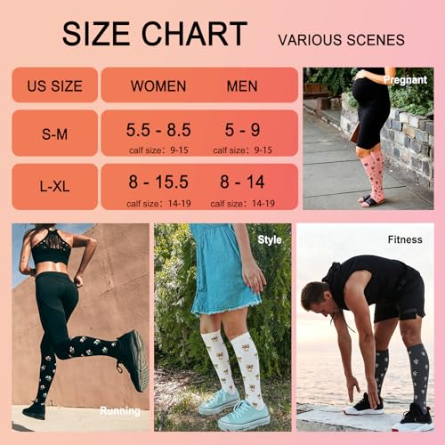 Image of 4 Pairs Compression Socks for Women Circulation-Best Support for Nurses,Running,Athletic,Travel