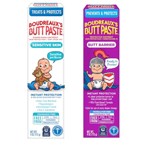 Image of Boudreaux's Butt Paste 4oz Butt Barrier Ointment and 4oz Sensitive Skin Diaper Rash Ointment