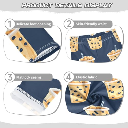 Girls Leggings Cartoon Tapioca Boba Tea Toddler Girls Clothes Leggings for Girls Toddler Girls Leggings 3-4T3