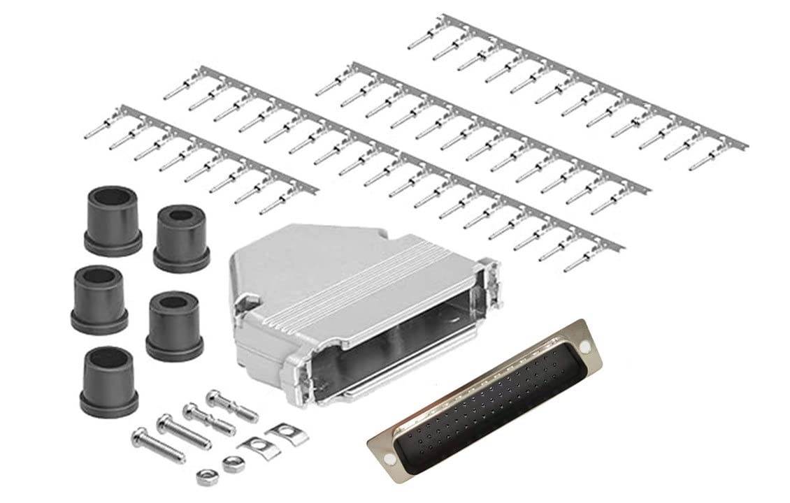 CompuCablePlusUSA.com Best Crimp on Connector DIY Kit Includes D-Sub Connector, Crimp Pins, Metal Hood, Grommet, and Screws. (DB50, Female)