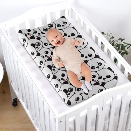 Image of Panda Changing Pad Cover for Baby Girls Boys Diaper Change Table Sheet Cover Santa Claus Breathable Soft Changing Table Cover Mat Sheet Covers