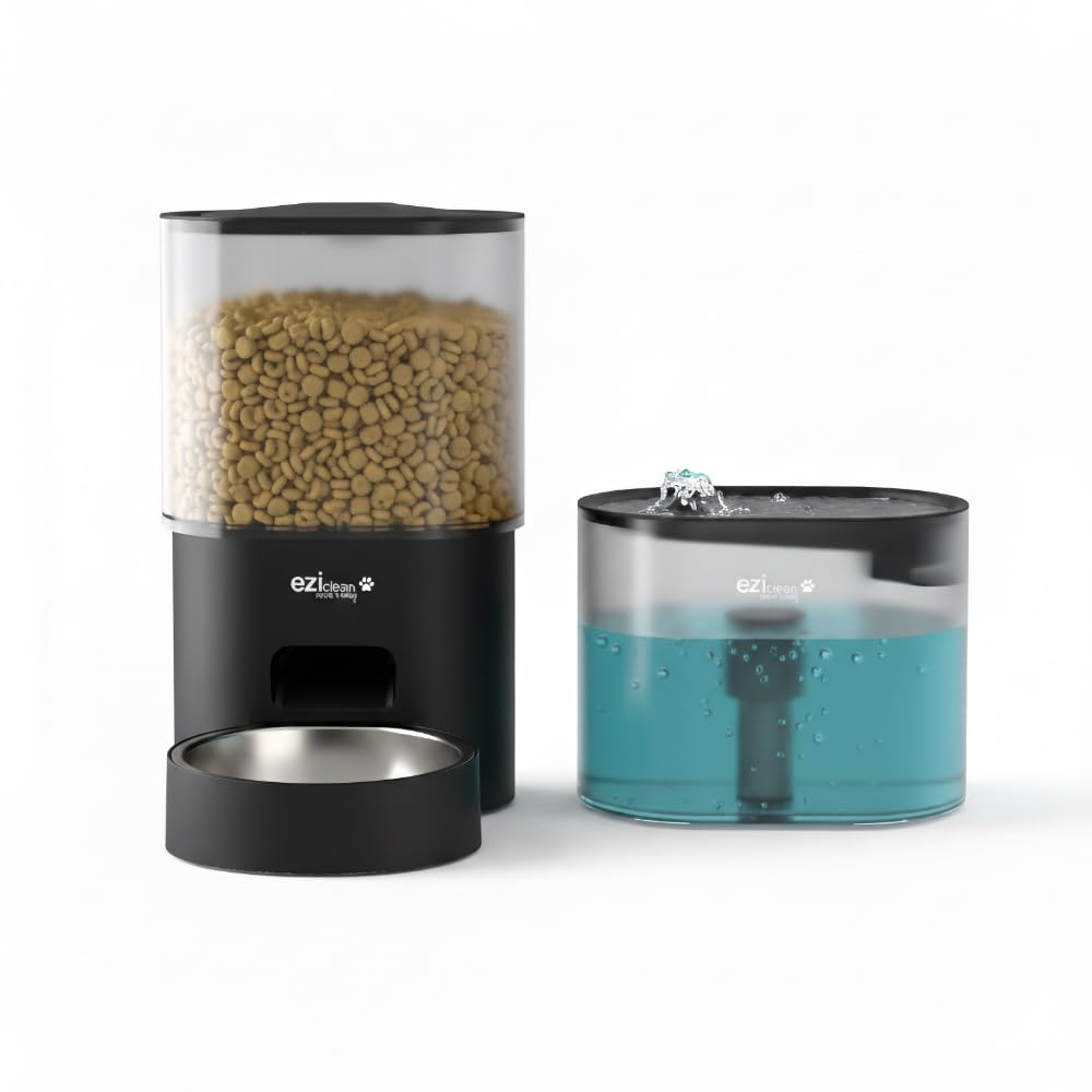 Distributeur de croquettes et Fontaine pour Chat et Petit Chien Eziclean® Nutribot Connect X (3L/2,5L)