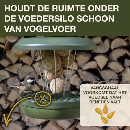 SWISSINNO Vogelvoeder Luzern SMART BIRDS - Hangende Schone Voederplek - Muizen- en Rattenbestendig - Voor Roodborstjes, Nigerzaad - Sterk en Betrouwbaar - Voor Vetbollen - Groen - Afbeelding 4