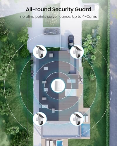 Image of Security Cameras Wireless Outdoor, No Monthly Fee Solar Camera Outdoor Wireless, 4-Camera 4MP Home Security Camera System with Base Station, Local Storage, PIR Motion Detection, Color Night Vision