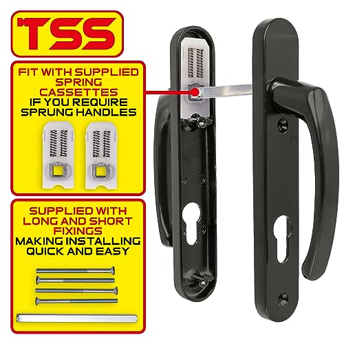 TSS UPVC Door Handle Set in Anthracite Grey, 92mm PZ (Centres), Lever/Lever, Screw to Screw 122mm with Backplate 212mm x 34mm - Image 3