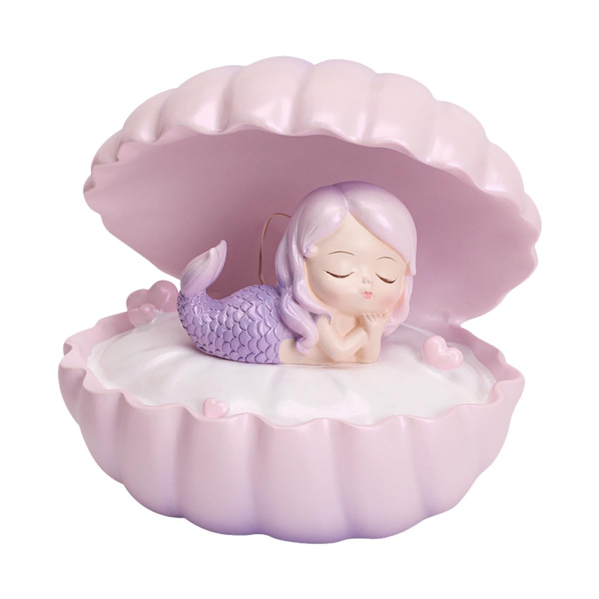 Lámpara de Noche Sirena de Resina Compacta, Luz Nocturna Decorativa para Dormitorio Infantil, 1 Unidad, Color Rosa Púrpura, Uso Interior Color Aleatorio