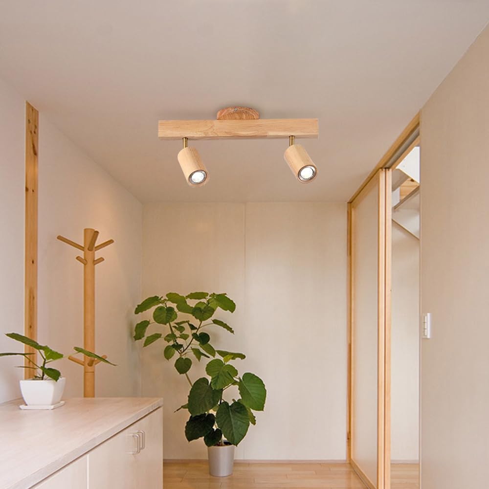 Faretti LED in Legno Faretti da soffitto Regolabili Faretti da Binario fissi Apparecchio di Illuminazione Luci girevoli da Parete Faretti direzionali Lampade Aent per Cucina Camera da Letto Soggi