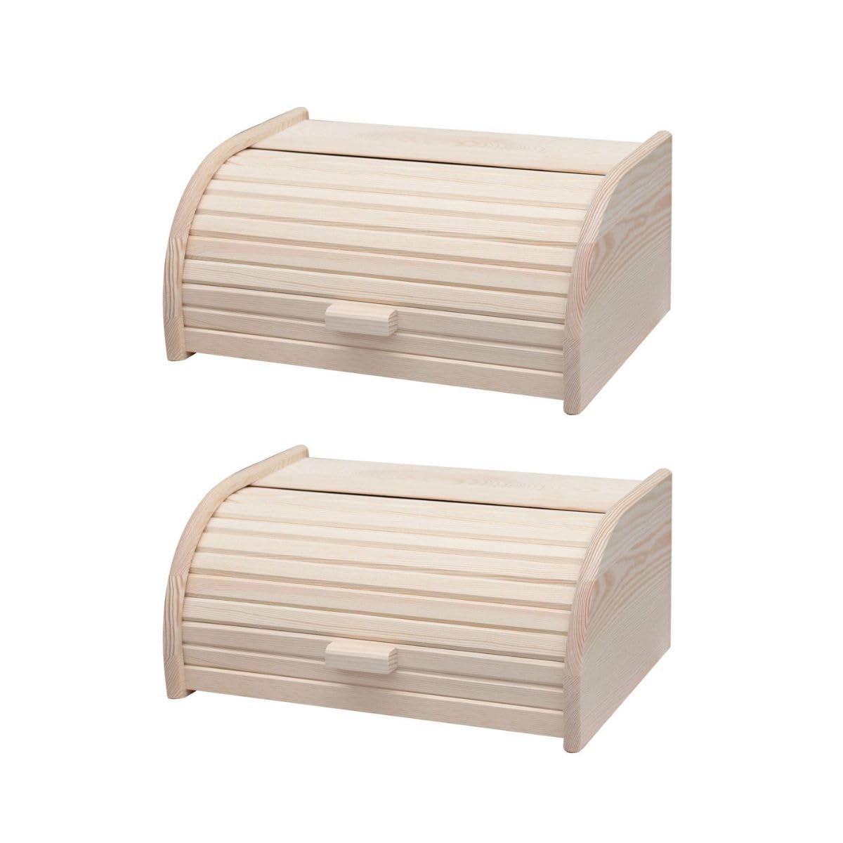 Fackelmann 9908450 Zestaw 2 pudełek na chleb, pudełko do przechowywania chleba i ciast, drewno sosnowe, 40 x 28 cm