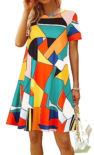 Casual Summer Dresses for Women Beach Sundress Short Sleeve Tshirt Dress with Pockets3