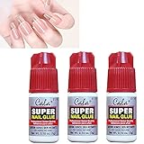 3 bottles Super nail Glue professional Salon Quality,Quick and Strong Nail liquid adhesive