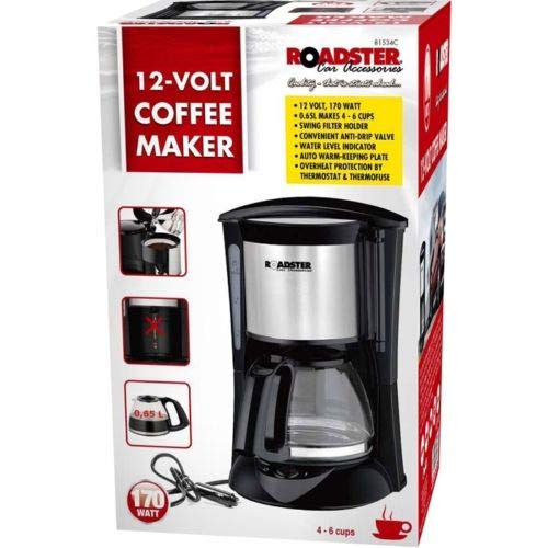 BARGAINS-GALORE NEW 12 VOLT COFFEE MAKER 140 WATT DRINKING GIFT SET 4-6 CUPS MACHINE CAR CARAVAN HOME OFFICE | TRAVEL CAMPING HIKING