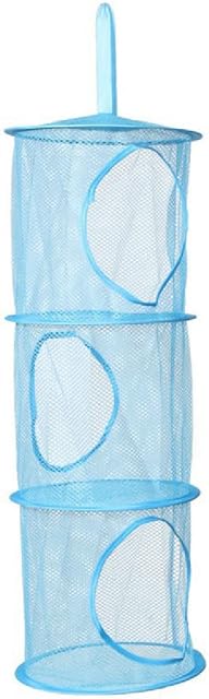 Jagowa 4 Tier Toys Storage Hanging Mesh Basket Storage Net Collapsible Save Space Organizer Hanging Toy Basket for Kids Room(Grey Blue)