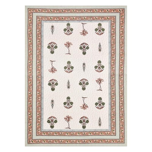 Image of BLOCKS OF INDIA 200TC Diwan Set Cotton 8 Piece | Deewan Printed Bedsheet Sets For Living Room Hall (Set of 8 Piece, 1-Bed Sheet | 2-Bolster Cover | 5-Cushion Cover (Color 26),Multicolour