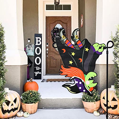 3D Witch Riding Broom Halloween Garden Flag, Yeahome Vertical Double Sided 12.5X18 Inch Applique Yard Flag, Halloween Decorations Outdoor, Rustic Farmhouse Decor For Seasonal Holiday #TOP6