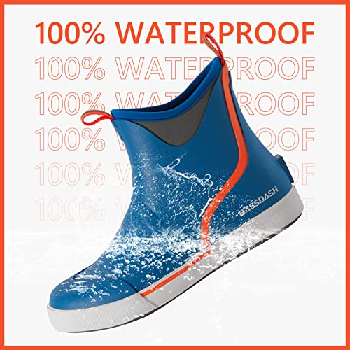 Image of BASSDASH Men's 6 inch Waterproof Deck Boots with Breathable Lining Anti-slip Neoprene Rubber Ankle Rain Boots for Fishing Boating