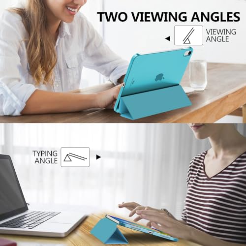 Image of MoKo for iPad (A16) 11th Generation Case 11 Inch 2025, iPad 10th Generation Case 10.9 Inch 2022, Slim Stand Hard PC Translucent Back Shell Smart Cover, Support Touch ID, Auto Wake /Sleep, Azure