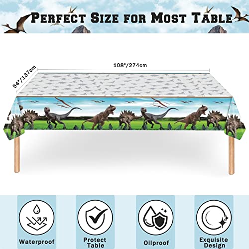 Dinosaur Birthday Party Supplies,25 Serves Dino Disposable Paper Plates And Napkins Set With Tablecloth,For Boys Birthday,Dinosaur Themes Parties #TOP4