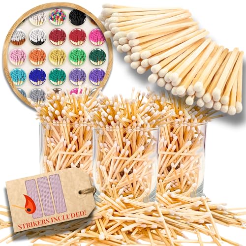 Image of 500 Count | 2 inch White Matches | Strikers Included | Color Tip Wooden Match | Refill for Matchstick Jars, Candle Display, Holders & Bottles | 2 in inches Long