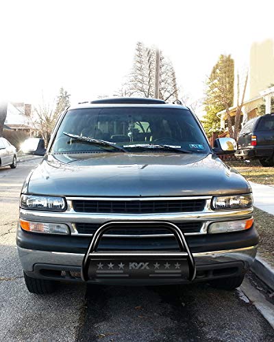 Kyx Bull Bar For 1999-2006 Chevy Silverado 1500/Gmc Sierra 1500, For 2000-2006 Tahoe/Suburban, 2002-2006 Avalanche 1500, 3" Brush Push Grille Guard Front Bumper #TOP5