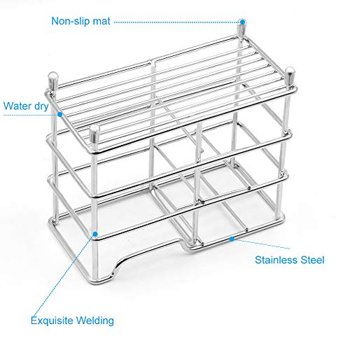 Uigos Toothbrush Holder For Bathroom , Stainless Steel Tooth Brush Holders With Multifunctional 5 Slots For Electric Toothpaste Holder #TOP2