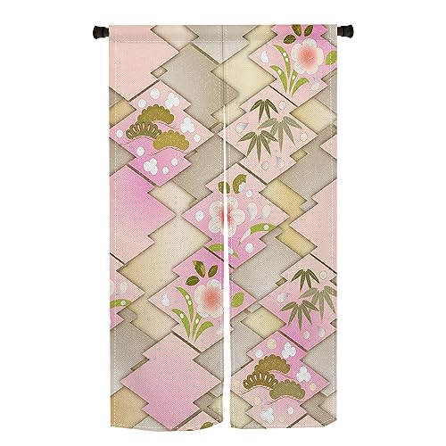 Qinunipoto 暖簾 花柄 桜の花 和風 のれん シンプル風 幅85cm丈150cm インテリア 出入り口 目隠し おしゃれ すだれ 遮光 部屋 間仕切りカーテン 門カーテン ポリエステル製 オーダー可 簡単取付 四季兼用