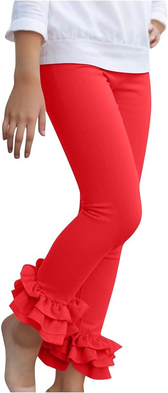 Beessbest Girls Ruffle Pants Little Girls Dance Yoga Leggings Elastic Waist Stretchy Full Length Pants 3-12 Years