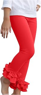 Beessbest Girls' Ruffle Pants Little Girls Dance Yoga Leggings Elastic Waist Stretchy Full Length Pants 3-12 Years