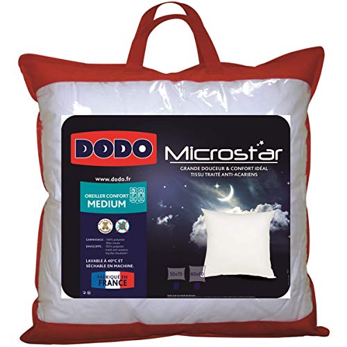 UNIVERS-DECOR Lot de 2 oreillers microstar Médium Anti-Acariens Dodo (Blanc, Lot de 2 oreillers microstar Dodo 60 x 60 cm)