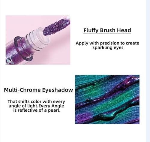 Hosaily Chameleon Eyeshadow Liquid Glitter Eyeshadow, 5 Colors Shimmer Metallic Intense Color Shifting Multi-Chrome Liquid Eyeshadow Long Lasting Quick Dry High Pigmented Holographic Shiny Eye Makeup Set #TOP2