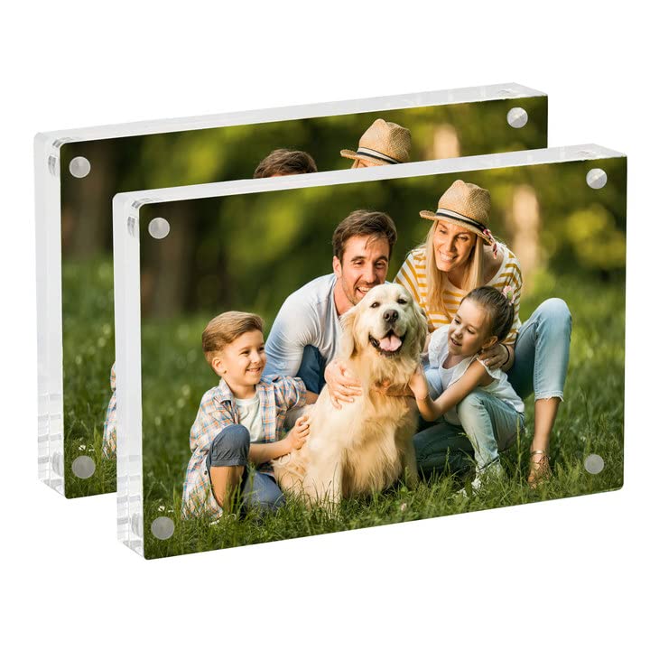 GBACHOOSE Lot De 5 Cadres Photo Acrylique 10x15 Cm - Magnétiques Transparents Pour Photos Famille Et Bébé