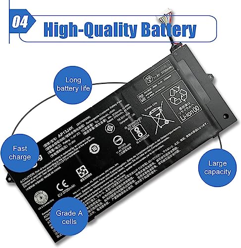 Image of 45Wh AP13J4K Laptop Battery (4cm Long Cord) Compatible with Acer Chromebook 11.6 inch 11 C740 C720 C720P CB3-532 Series Notebook AP13J3K KT.00304.001 11.4V 3920mAh