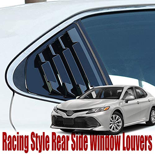 Xiter 2Pcs Abs Racing Style Abs Rear Side Window Louvers Air Vent Scoop Shades Cover Blinds For Toyota Camry 2018 2019 2020 2021 2022 2023 (Mirror Black) #TOP1