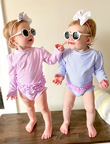 BFUSTYLE Baby Girls Swimsuit Ruffle Rash Guard Toddler Long Sleeve Swimwear with Zipper 3-24 Months4