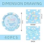 40Pcs Blue Cartoon Dog Happy Birthday Party Decorations Blue Bow Cartoon Plates and Napkins Baby Shower Party Supplies Set for 20 Guests - Image 2