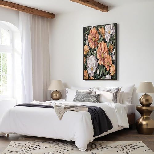 Posters de jardín cosmos para un salón elegante con diseño mural abstracto verde oscuro 7