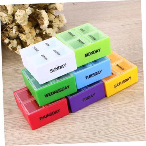 Image of 7 28 Storage Box Pill Drawer Green Medicine Organizer Weekly Pill Box | 01 Pcs