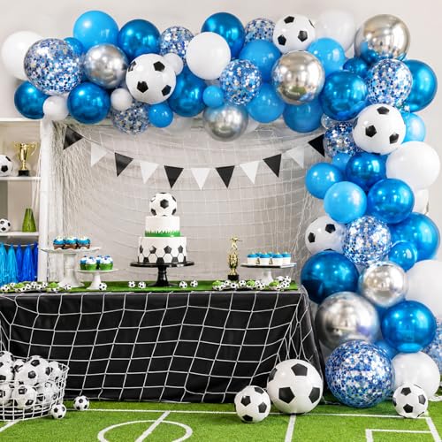 Image of Blue Silver Balloons, 50Pcs 12 Inch Metallic Printed Confetti Latex