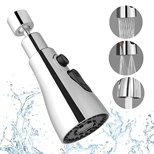 Douchette Robinet Cuisine, 3 Modes Embout pour Robinet de Cuisine, Douchette pour Cuisine, Tete de Robinet, Rallonge pour Robinet Cuisine (Argent)