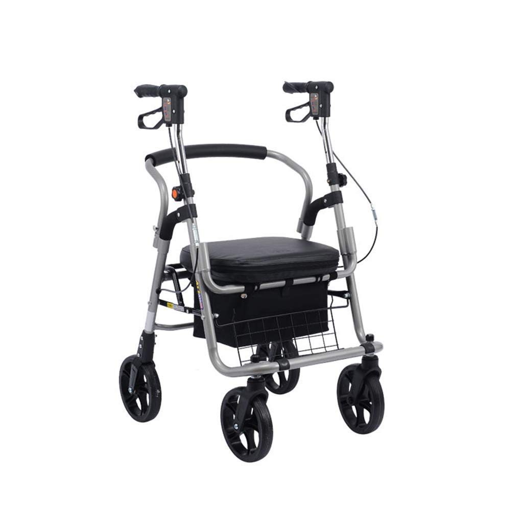 Andador para Personas Mayores con Asiento Plegable y 4 Ruedas,Andador con Andador con Asiento y Ruedas - y Silla de Transporte