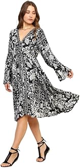 KE KANHA EXPORTS Dress for Woman|Boho Dresses for Women|Beach Wear|Border Print|Adjustable Tassel at Waist|Vacation Boho Casual|Multicolor|Easily fits S-M-L|Bust 32-38 in|Length 40 in