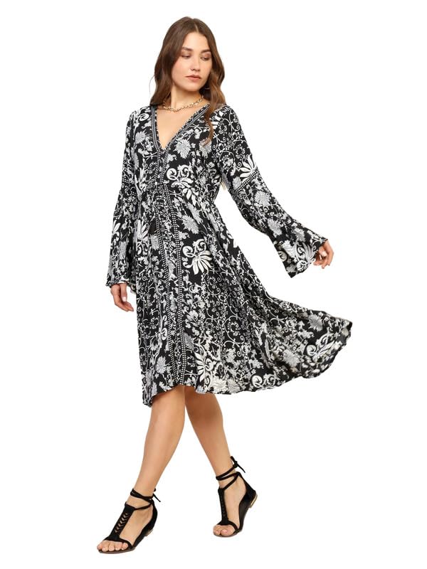 KE KanhaExportsKE Kanha Exports Women Dress | Beach wear Dress for Women| Latest Stylish | Dresses for Woman | Summer Outfit | Unique Border Design Tassel Stretchable with Adjustable Drawstring fit and Flare