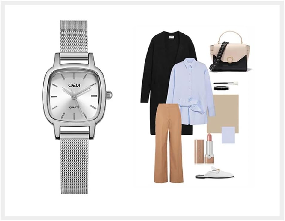 MASTOP Waterproof Elegance Watches for Women Ladies Easy Reader Golden Steel Strip Quartz Students Women's Casual Square Watch - Image 6