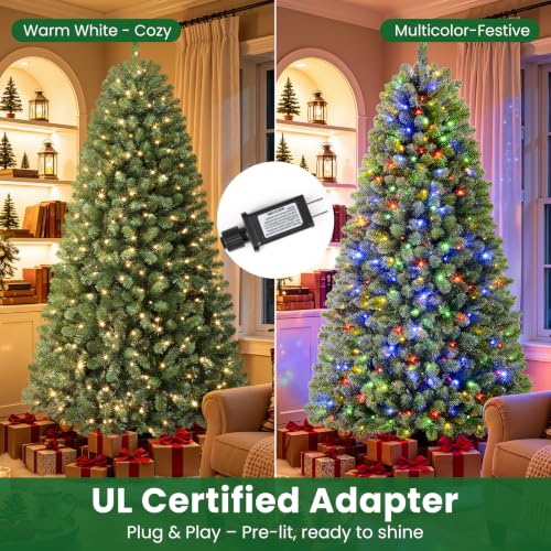 Image of 7FT Artificial Prelit Classic Christmas Tree with Remote Control,Timer