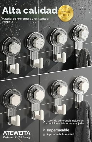 Miniatura 5 de Ateweita Colgador Toalla Baño Sin Taladro, Ganchos De Ventosa Extra Resistentes 62mm Reutilizables Para Baño, Cocina, Camping Y Coche, Ideal Para Decoración Navideña, Bathroom Towel Suction Hooks