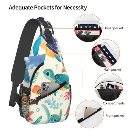 Cross Chest Bag Diagonally - Quality, Durable, and Spacious Shoulder Bag for Men and Women sea turtles Prints3