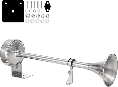Miniatura 15 de Bocina de barco marino de 12 V, impermeable, de acero inoxidable, bocina de trompeta doble para barcos, barco, velero, yate, vehículo todoterreno