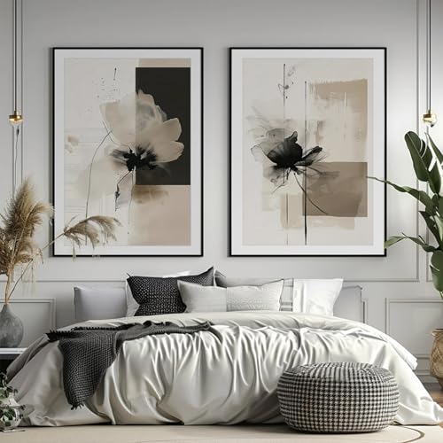Modern Abstract Floral Wall Art Minimalist Neutral Canvas Painting Decor Beige Cream And Black Wall Art Contemporary Flower Picture Prints for Living Room Bedroom 16x24 Inch Unframed Set of 2 Modern Abstract Floral Wall Art Minimalist Neutral Canvas Painting Decor Beige Cream And Black Wall Art Contemporary Flower Picture Prints for Living Room Bedroom 16x24 Inch Unframed Set of 2