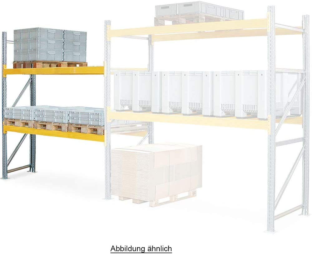 BRB Anbauregal zu Palettenregal, 2 Paar Tragbalken, BxTxH 1885x1100x3000 mm, Fachlast 2400 kg/Tragbalkenpaar, Stecksystem, erweiterbar