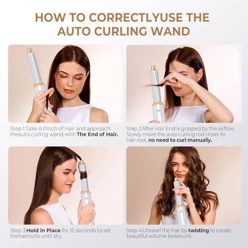 Image of Hair Dryer Brush 5 in 1, Blow Dryer Brush Set with Air Curler Wrap Hair Styler, Negative Ionic Blow Dry Brush, Detachable Hair Tool for Curling, Volumizer,Straightener,Drying