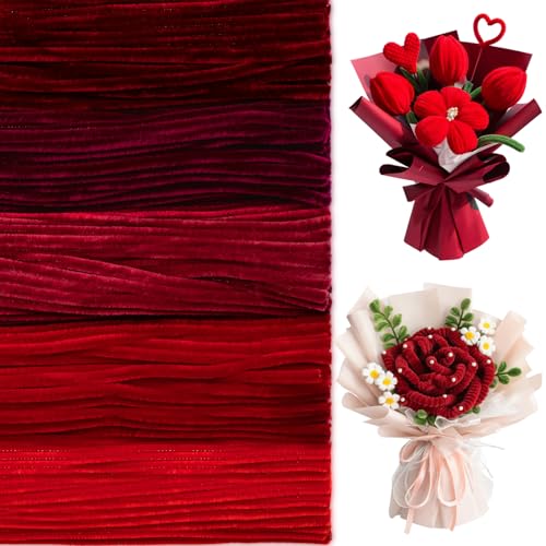 Image of Peryiter 500 Pcs Pipe Cleaners for DIY Flower Bouquets, Chenille Stems for Graduation Bouquet Crafts, Fuzzy Sticks for Handmade Flowers, DIY Gift, Art Projects(Red,12 Inch)